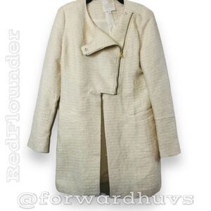 Aryn K Cream Tweed Fall/Spring Pea Coat/Jacket - Size XS